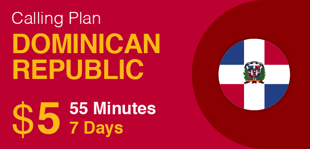 Call Dominican Republic for 55 minutes for 7 days